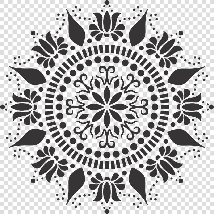 Jpg Black And White Lotus Stencil Easy And To Use Painted   Mandala Stencil Download  HD Png DownloadTransparent PNG