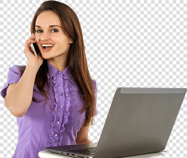 A Girl And Her Laptop   Live Chat Support Girls  HD Png DownloadTransparent PNG