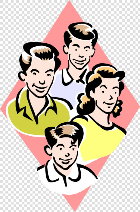 Vector Illustration Of 1950 S Vintage Style Family   Cartoon  HD Png DownloadTransparent PNG