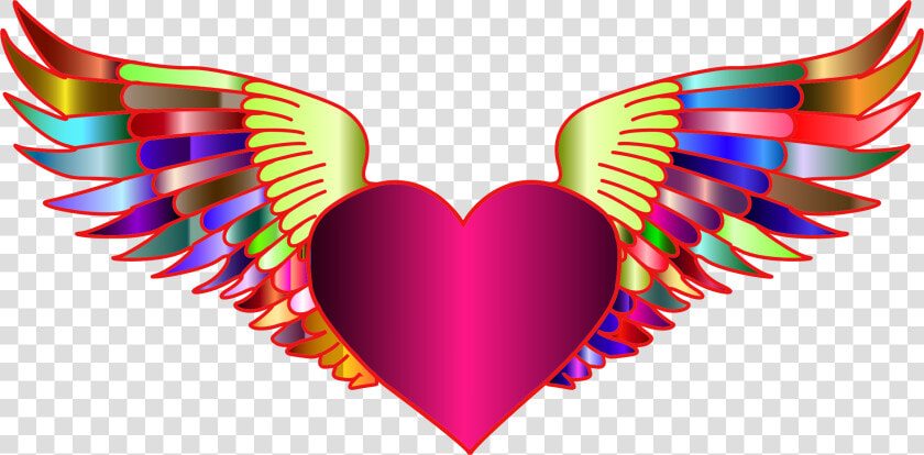 Prismatic Flying Heart 2 Clip Arts   Heart With Wings Clipart  HD Png DownloadTransparent PNG