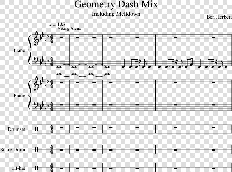 Geometry Dash Mix Sheet Music Composed By Ben Herbert   Sheet Music  HD Png DownloadTransparent PNG