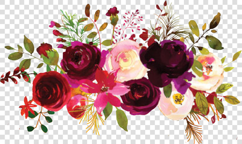 Transparent Fall Flowers Png   Burgundy Watercolor Flowers Free  Png DownloadTransparent PNG