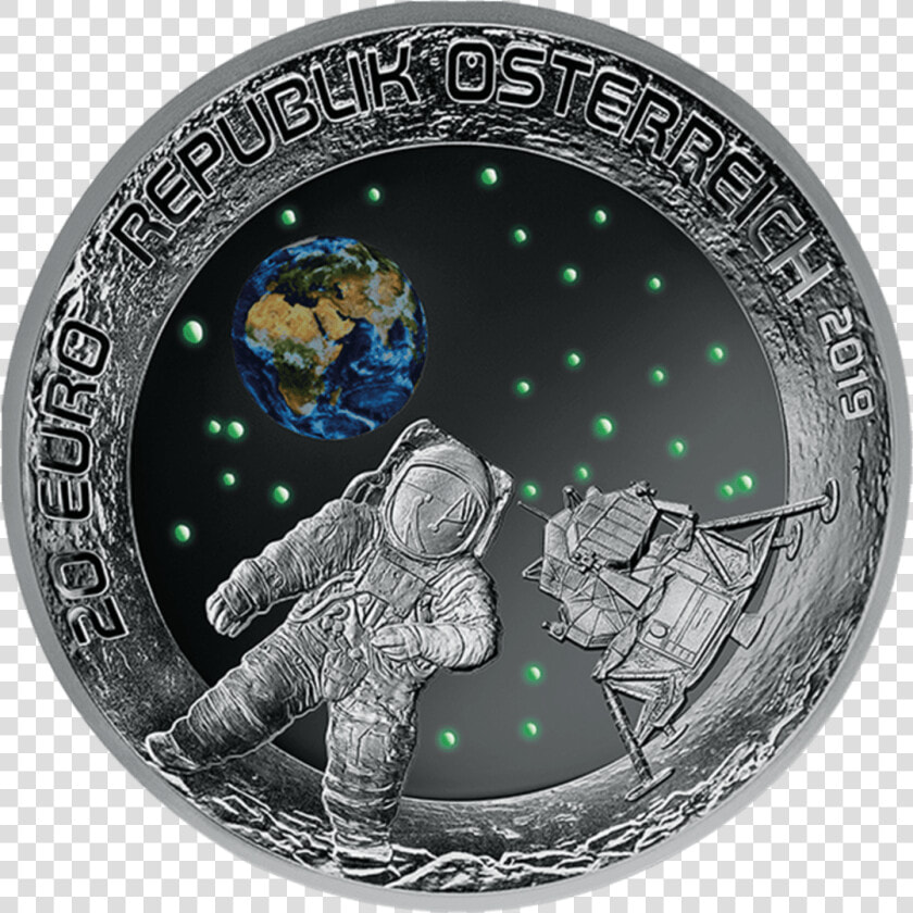 20 Euro Silver Coin Moon Landing 2019 Night View   50 Jahre Mondlandung Münze  HD Png DownloadTransparent PNG