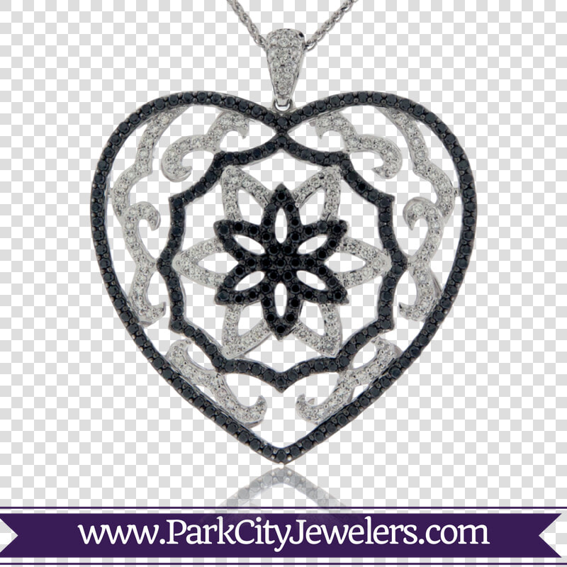 White And Black Diamond Heart Pendant   Park City Jewelers Ivory Ring  HD Png DownloadTransparent PNG