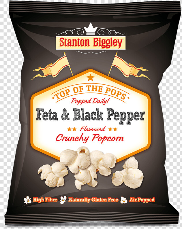 Stanton Biggley Feta  amp  Black Pepper Flavoured Crunchy   Cheese And Chive Popcorn  HD Png DownloadTransparent PNG