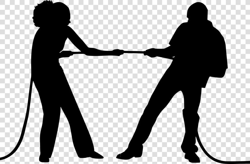 Silhouette Image Of Two Individuals Pulling A Rope   Conflict Black And White  HD Png DownloadTransparent PNG