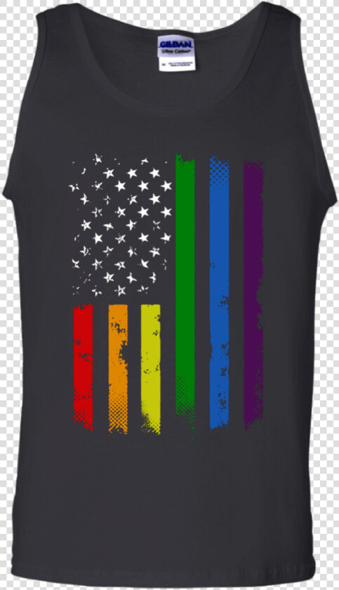 Gay Pride Flag Rainbow American Flag Tank Top Black  HD Png DownloadTransparent PNG