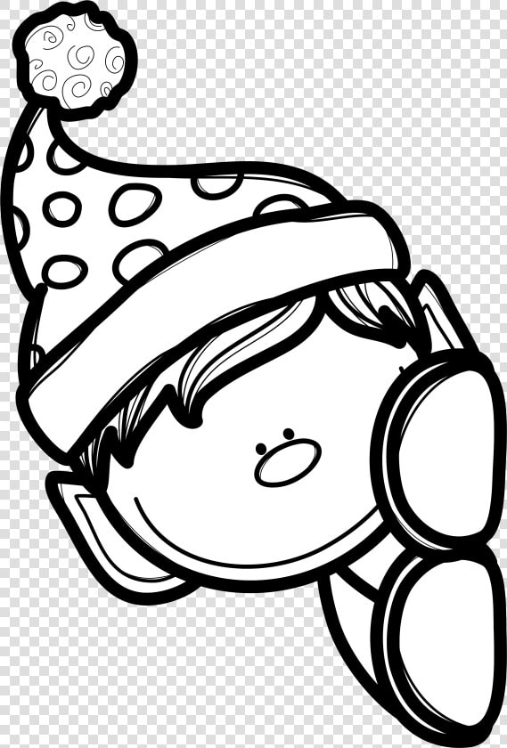 Black And White Coloring Page Of Boy Elf Peeking Around   Elf Black And White Clip Art  HD Png DownloadTransparent PNG