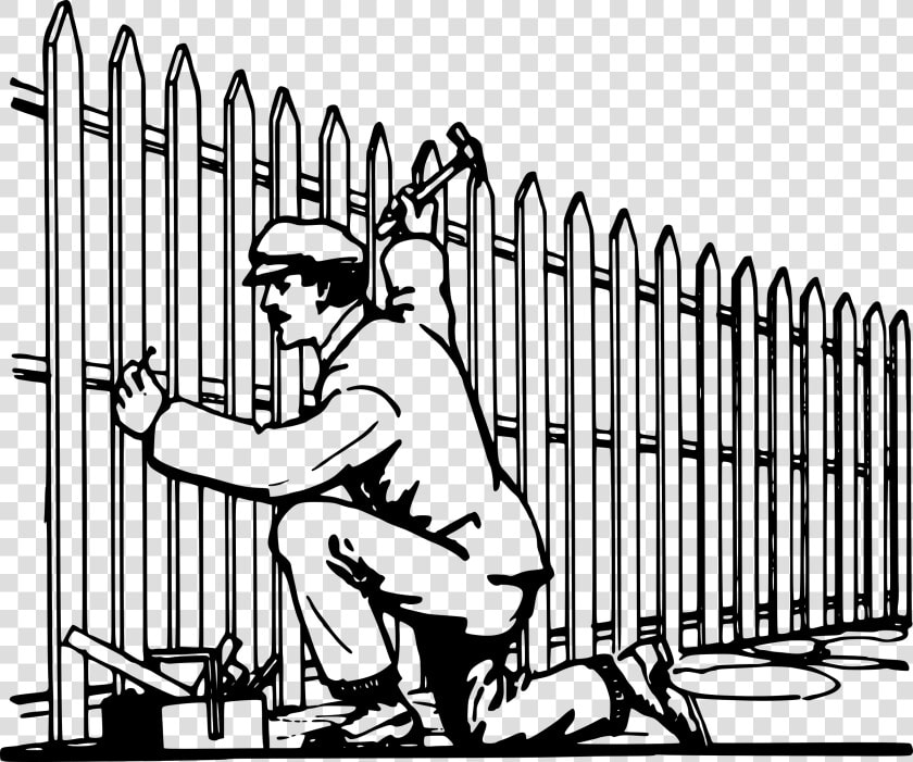 Fencing Clipart Stance   Man Fixing A Fence  HD Png DownloadTransparent PNG