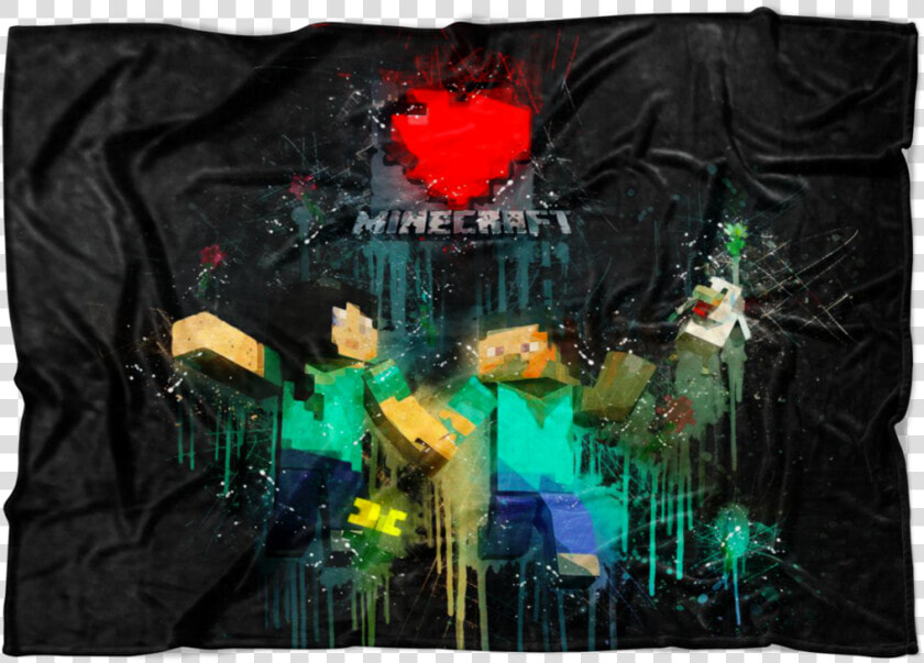 Minecraft Fleece Blanket Minecraft Love Black Blanket   Linens  HD Png DownloadTransparent PNG