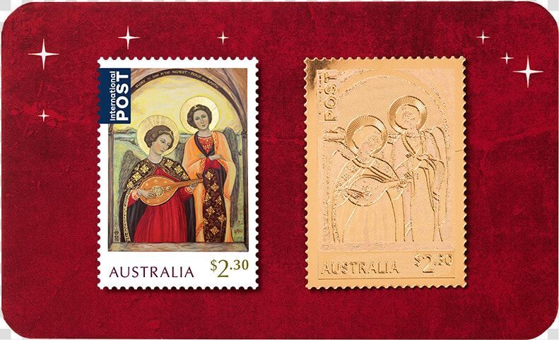 Angel Christmas Gold Stamp In Card Product Photo Internal   Postage Stamp  HD Png DownloadTransparent PNG