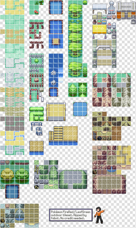 Fire Red Leaf Green Tileset   Pokemon Leaf Green Tileset  HD Png DownloadTransparent PNG