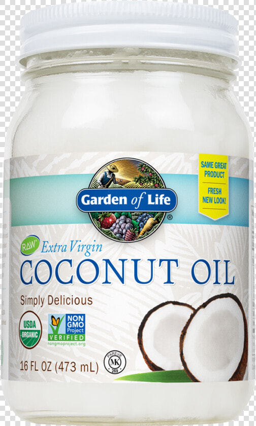 Raw Extra Virgin Coconut Oil Glass Jar   Garden Of Life Coconut Oil  HD Png DownloadTransparent PNG