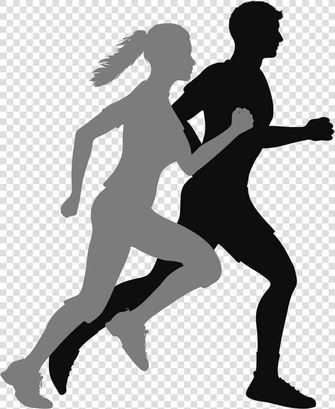 Transparent Runner Silhouette Png   Running Man And Woman Silhouette  Png DownloadTransparent PNG