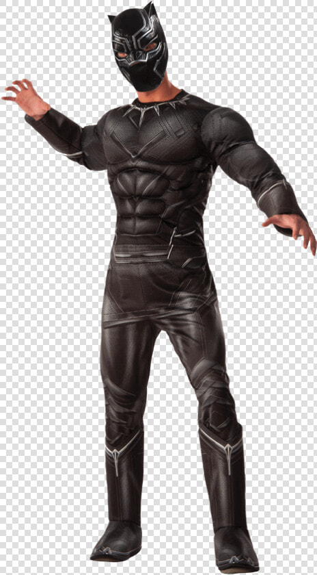 Adult Deluxe Black Panther Costume   Black Costumes For Men  HD Png DownloadTransparent PNG