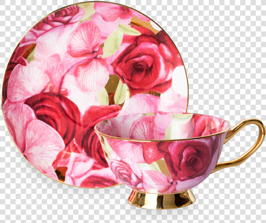 Luscious Orchid Rose Cup And Saucer   Garden Roses  HD Png DownloadTransparent PNG