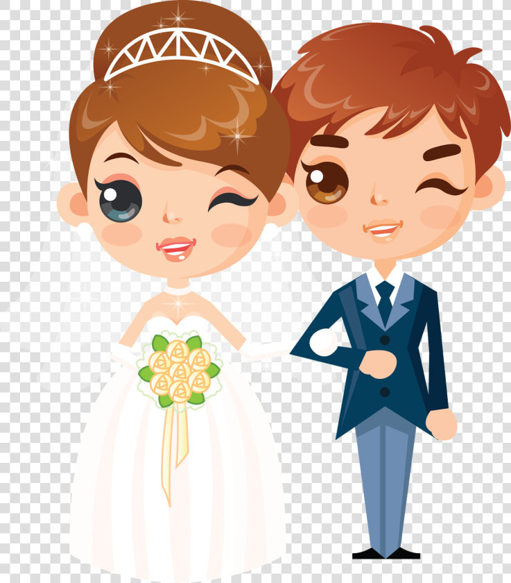 Short Clipart Married Couple   Cartoon Bride And Groom  HD Png DownloadTransparent PNG