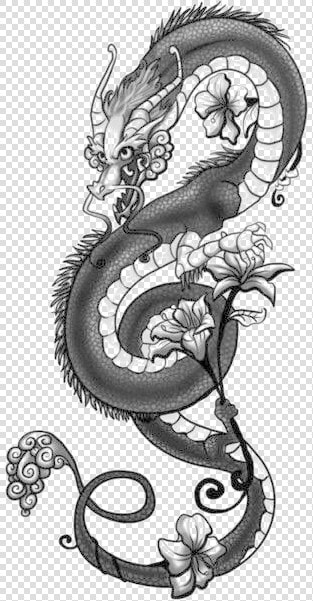 Dragon Tattoo Png Image   Dragon With Flower Tattoo  Transparent PngTransparent PNG