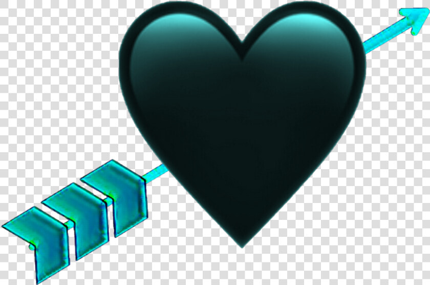  heart  blackheart  heartwitharrow  black  turquoise   Heart  HD Png DownloadTransparent PNG