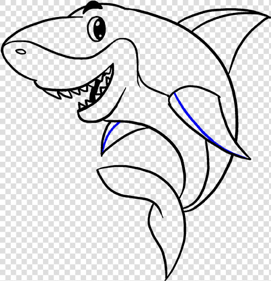 How To Draw Shark   Shark Cartoon Black And White  HD Png DownloadTransparent PNG