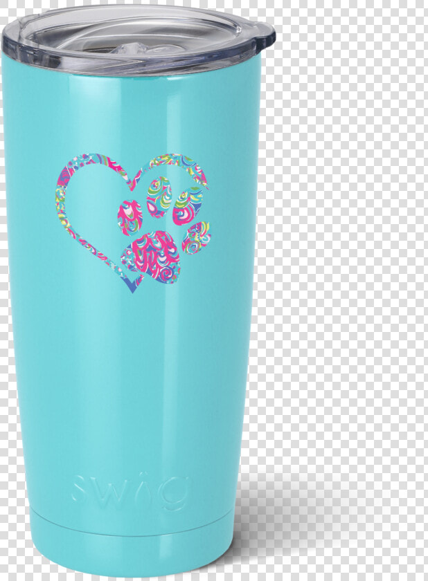 Turquoise Blue 20oz Tumbler With Heart And Paw Print   Soft Drink  HD Png DownloadTransparent PNG