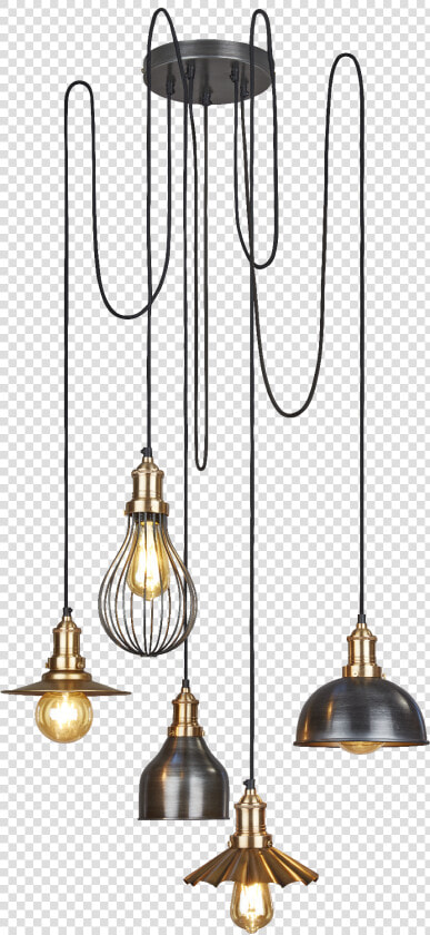 Industville Brooklyn 5 Wire Pendant Light Cluster   5 Wire Pendant Light  HD Png DownloadTransparent PNG