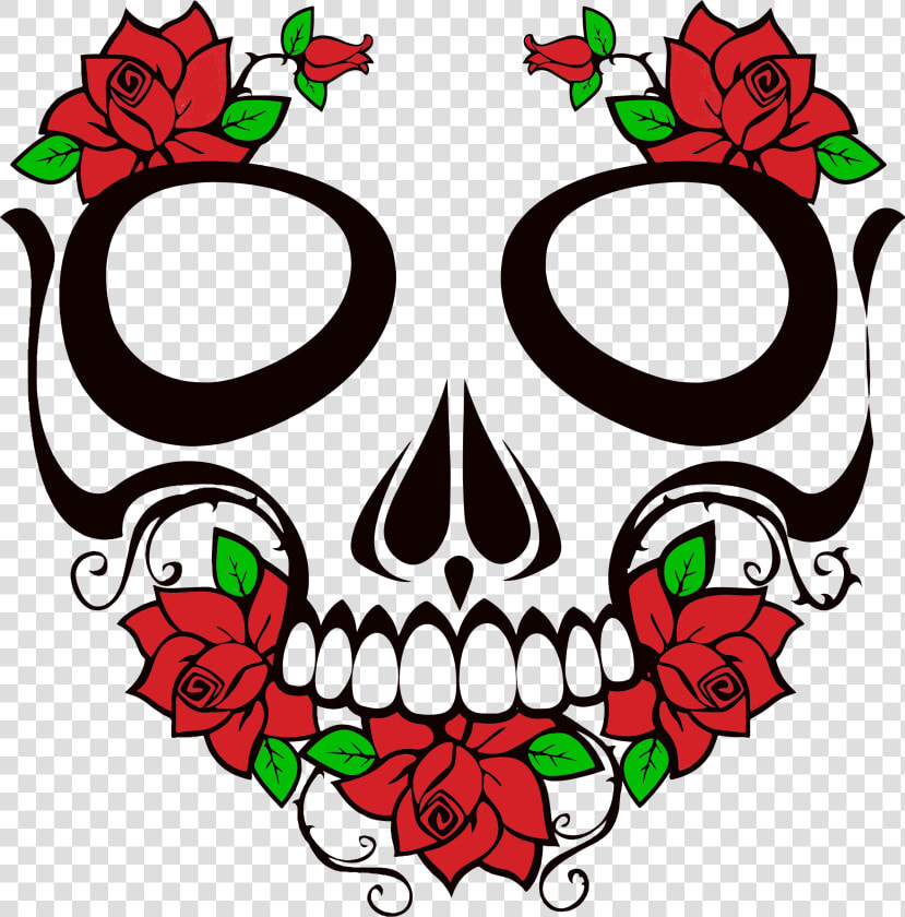 Skull And Roses Clipart   Transparent Background Sugar Skull Transparent  HD Png DownloadTransparent PNG