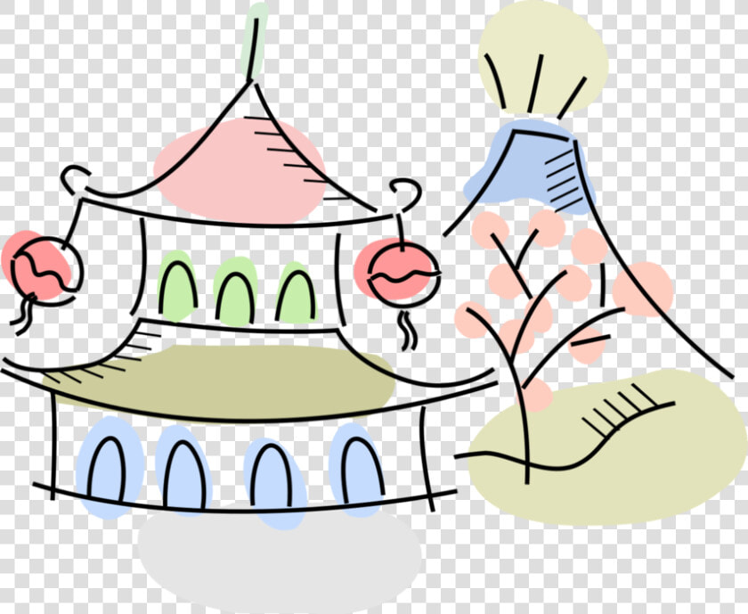 Vector Illustration Of Japanese Pagoda Temple With  HD Png DownloadTransparent PNG