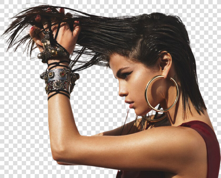 Sexy Selena Gomez Holding Her Hairs Png Image   Selena Gomez Vogue Photoshoot  Transparent PngTransparent PNG