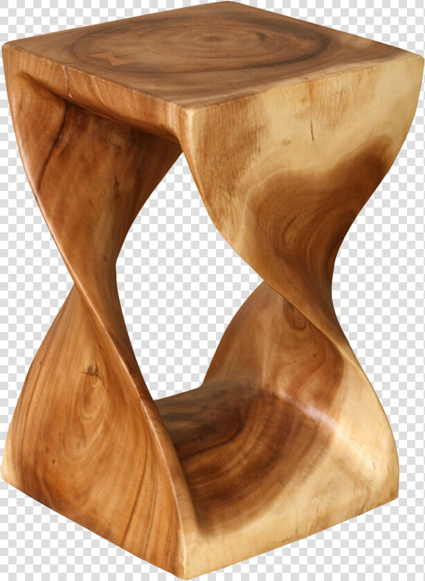 Acacia Wood Twist Stool On Chairish   Natural Wood Stool  HD Png DownloadTransparent PNG