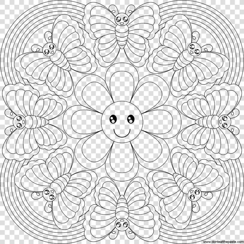 Butterfly Rainbow Mandala To Color Mandala Coloring    Abstract Coloring Pages For Kids  HD Png DownloadTransparent PNG