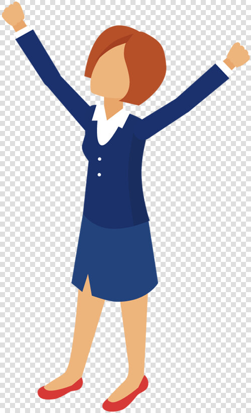 Clipart Person Business Woman   Woman Hands Up Cartoon  HD Png DownloadTransparent PNG