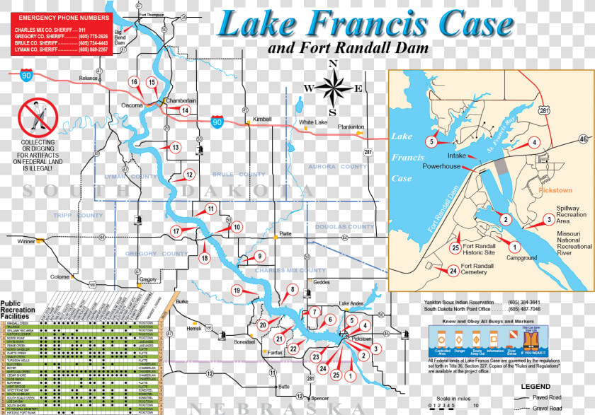 Fort Randall Recreation Brochure Maps   Lake Francis Case On Us Map  HD Png DownloadTransparent PNG