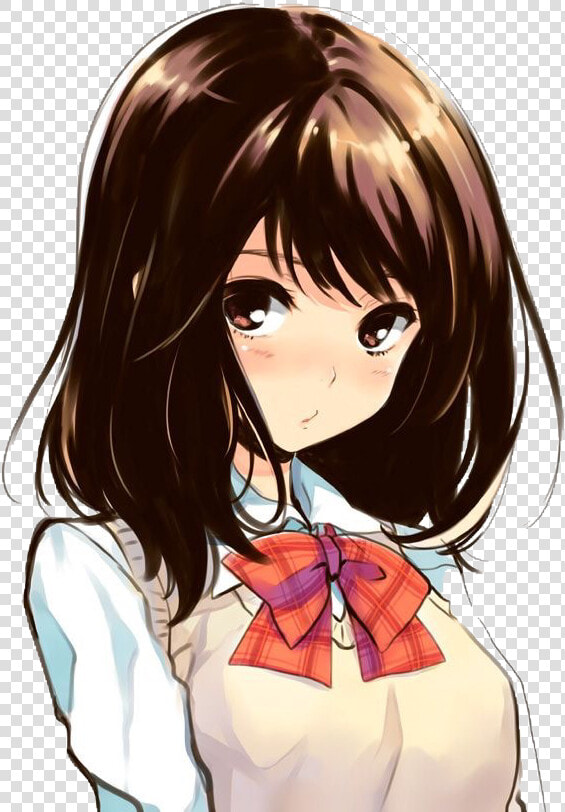 Anime       Short Brown Haired Anime Girl  613x866    Cute Brunette Anime Girl  HD Png DownloadTransparent PNG