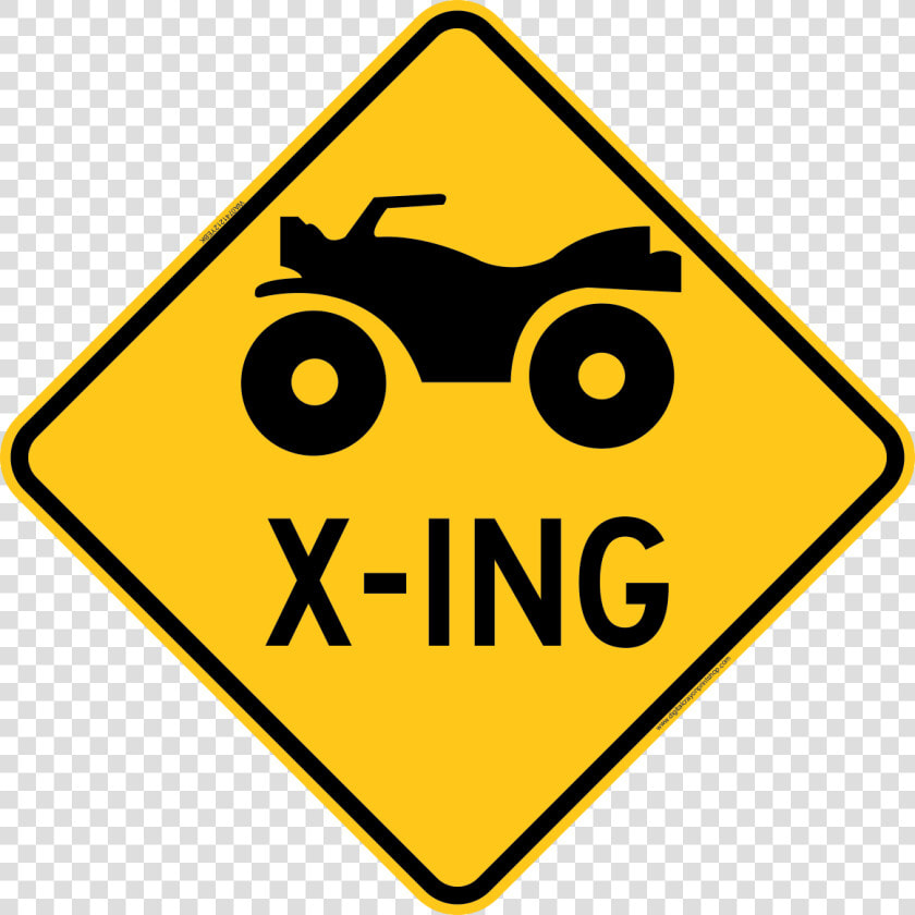 Atv Crossing Warning Trail Sign Yellow  HD Png DownloadTransparent PNG