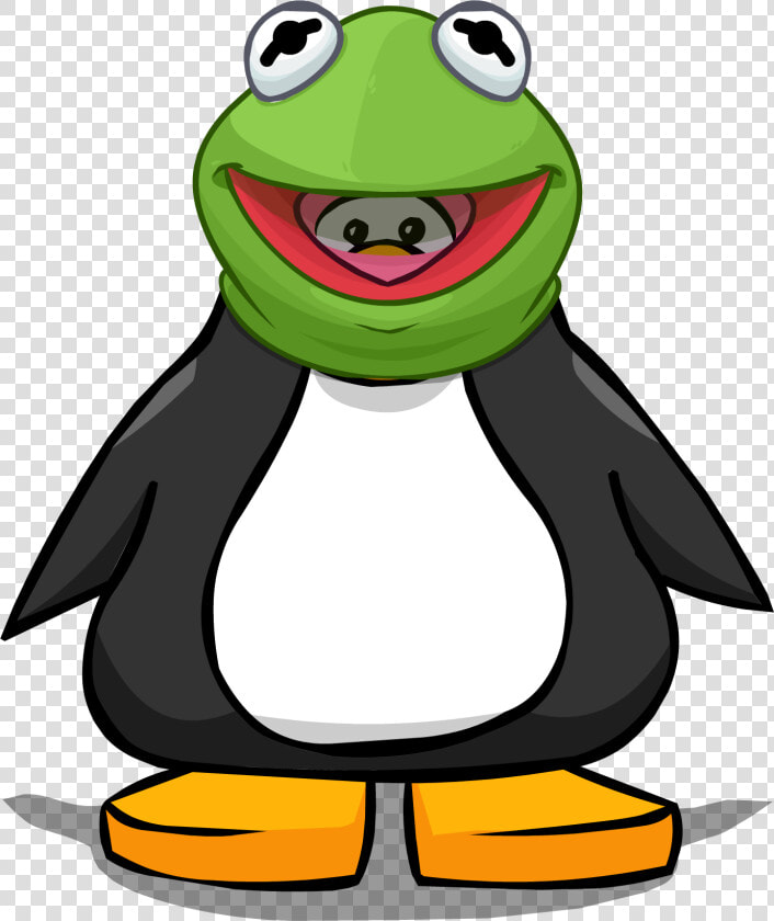 Kermit The Frog Head From A Player Card   Penguin With Santa Hat  HD Png DownloadTransparent PNG