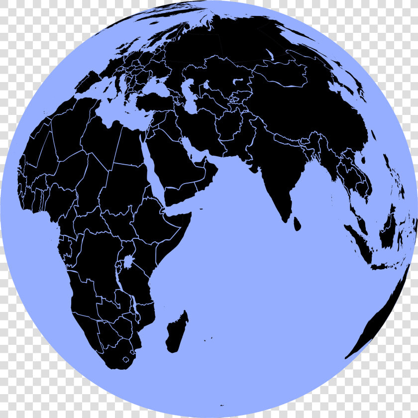 Black And Blue Globe Clip Arts   Cambodia To Australia Map  HD Png DownloadTransparent PNG