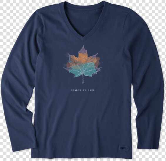 Women S Change Leaf Engraved Long Sleeve Crusher Vee  HD Png DownloadTransparent PNG