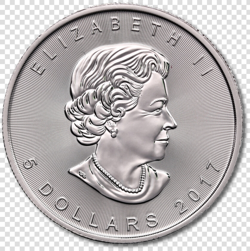 1 Oz Maple Leaf Silver 2017 Obverse   Coin Black And White  HD Png DownloadTransparent PNG