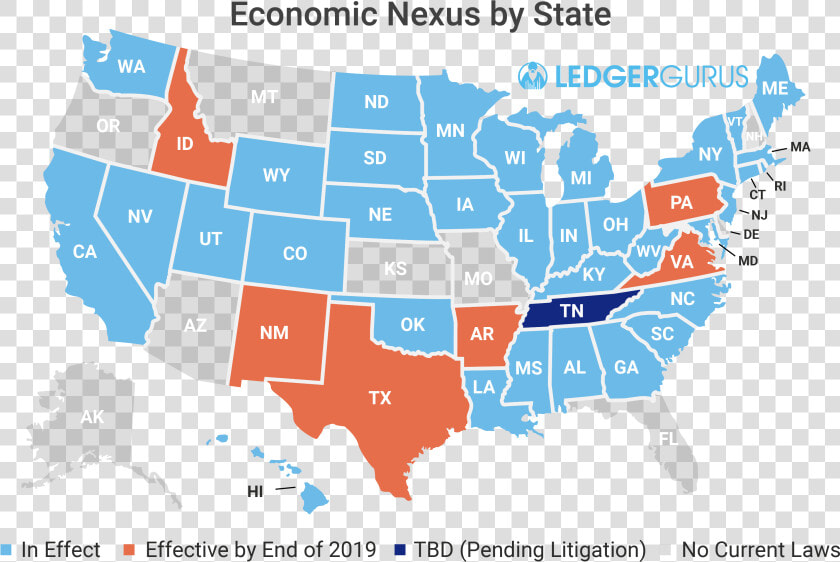 Economic Nexus By State   Red Vs Blue States 2016 Election  HD Png DownloadTransparent PNG