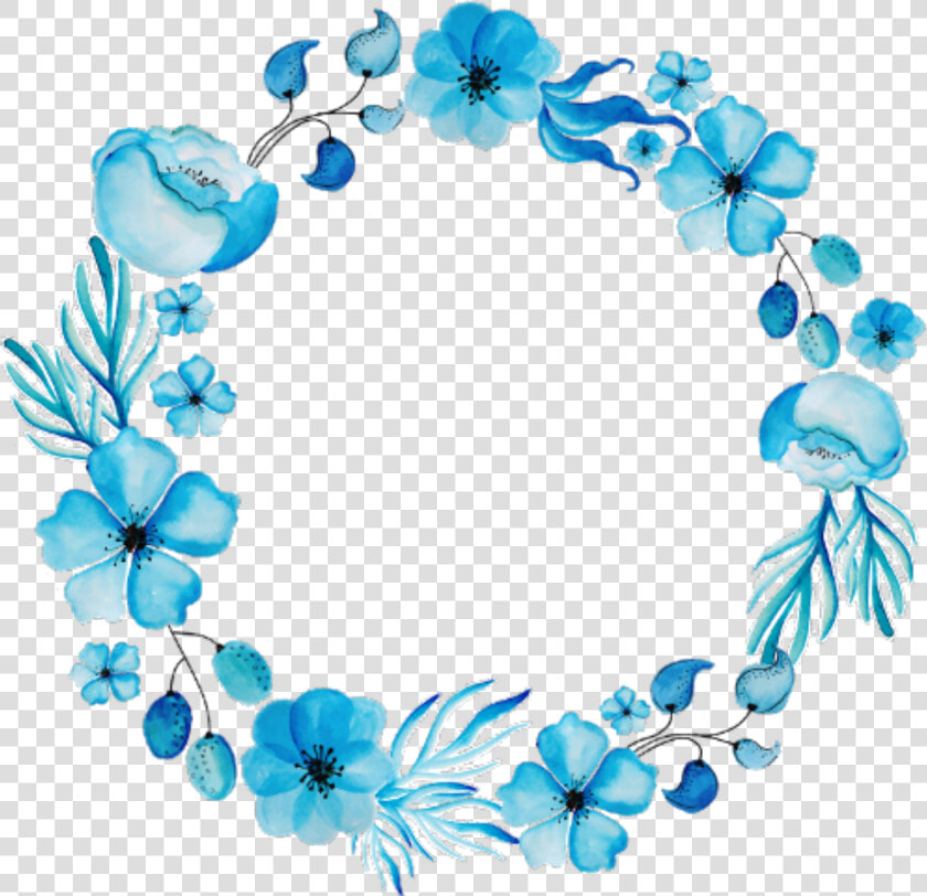 Ftestickers Flowers Frame Circle Watercolor Blue   Blue Flower Frame Png  Transparent PngTransparent PNG