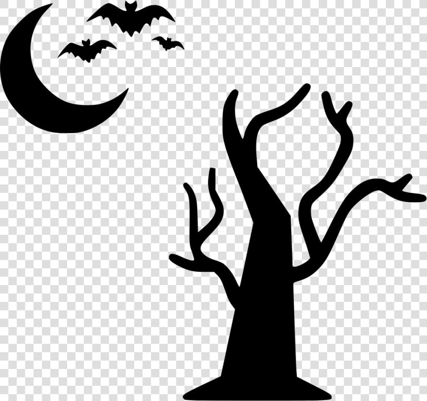 Tree Moon Bats Flying Halloween Night   Halloween Spider Png White  Transparent PngTransparent PNG