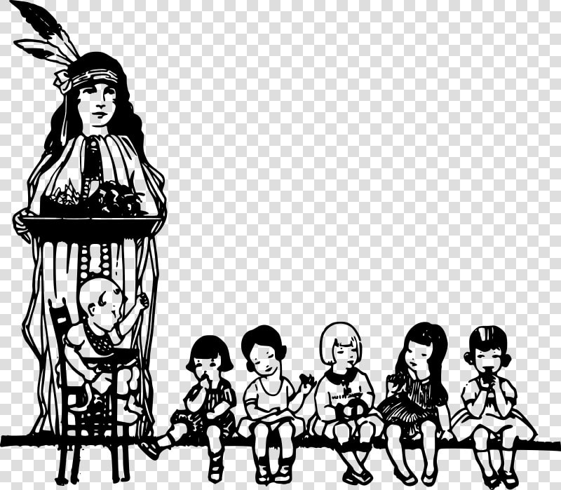 Native American And Children   Native American People Line Art Black And White  HD Png DownloadTransparent PNG