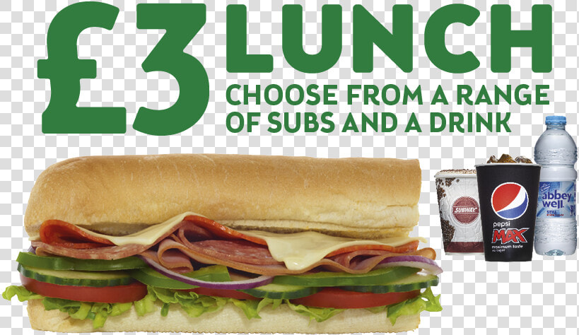 Subway Uk 3 Lunch   Subway 3 Pound Deal  HD Png DownloadTransparent PNG