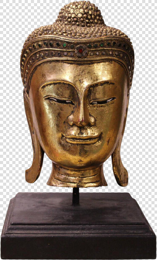 Handcrafted Gold Wood Serene Peaceful On Stand   Bronze Sculpture  HD Png DownloadTransparent PNG