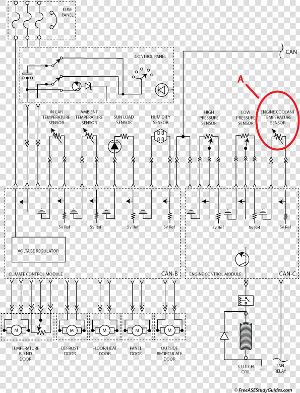 Diagram Of Automotive Ac Control Circuit   Hvac Temperature Sensor Drawing  HD Png DownloadTransparent PNG