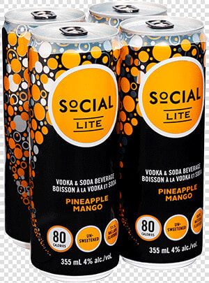 Social Lite Pineapple Mango 4 X 355 Ml   Social Lite Pineapple Mango  HD Png DownloadTransparent PNG