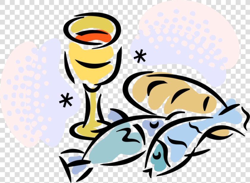 Svg Stock Christian Cup Fish Loaves   Fish And Bread Cartoon  HD Png DownloadTransparent PNG