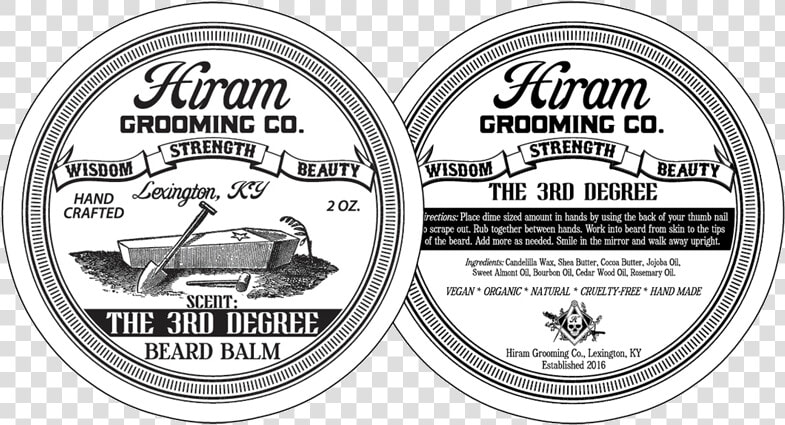 Hiram Grooming Company 3rd Degree Beard Balm Can Label   Label  HD Png DownloadTransparent PNG