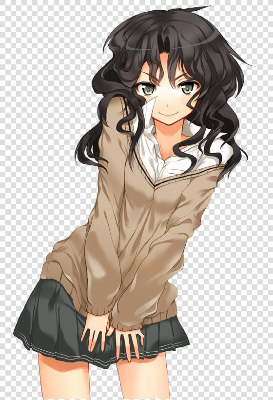 Transparent Black Hair Model Png   Curly Haired Anime Girl  Png DownloadTransparent PNG